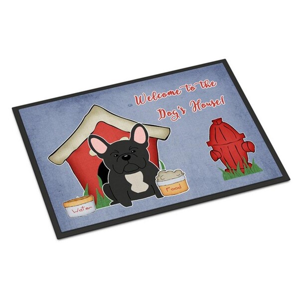 Micasa Dog House Collection French Bulldog Black Indoor or Outdoor Mat24 x 0.25 x 36 in. - MI888440