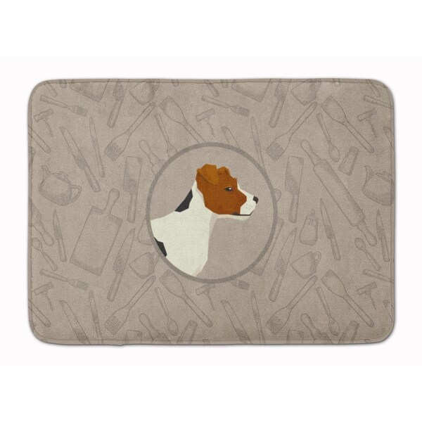 Carolines Treasures Jack Russell Terrier in the Kitchen Machine Washable Memory Foam Mat - CK2194RUG