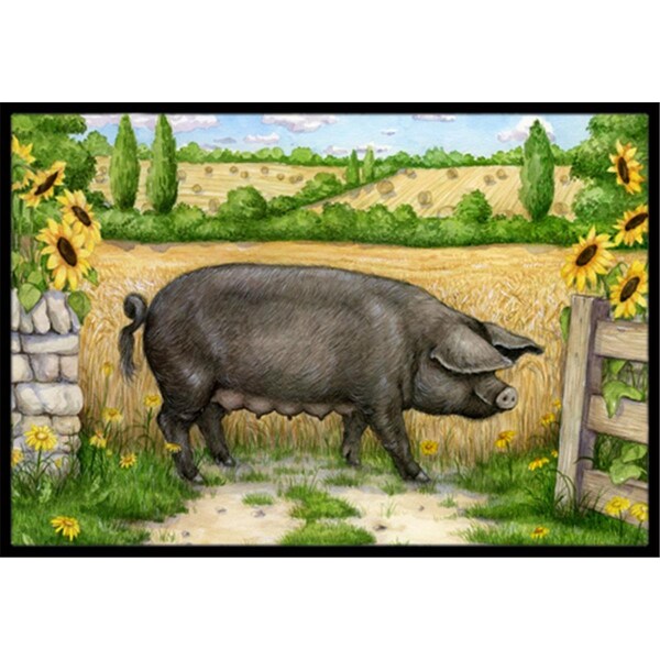 Micasa Black Pig with Sunflowers Indoor or Outdoor Mat, 18 x 27 - MI55763