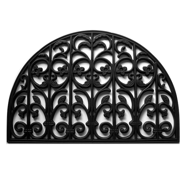 Configuracion 2 x 3 ft. Carrington Rubber Semicircle Doormat, Black - CO2544287