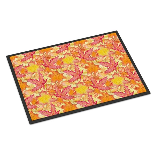 Carolines Treasures Fall Leaves Watercolor Red Indoor or Outdoor Mat, 24 x 36 in. - BB7498JMAT