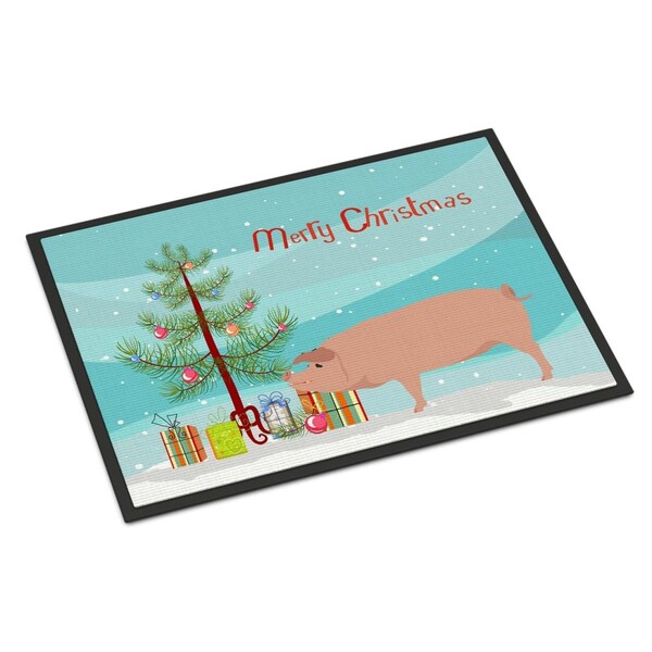 Carolines Treasures American Landrace Pig Christmas Indoor or Outdoor Mat, 18 x 27 in. - BB9299MAT