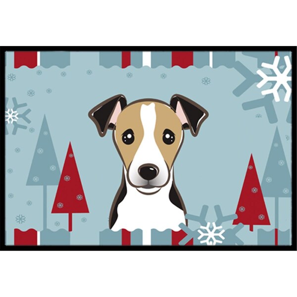 Carolines Treasures Winter Holiday Jack Russell Terrier Indoor and Outdoor Mat- 18 x 27 in. - BB1757MAT