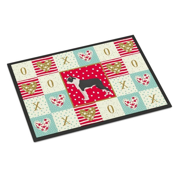 Carolines Treasures 24 x 36 in. Boston Terrier Love Indoor or Outdoor Mat - CK5816JMAT