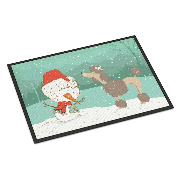 Carolines Treasures 24 x 36 in. Chocolate Poodle Snowman Christmas Indoor or Outdoor Mat - CK2065JMAT