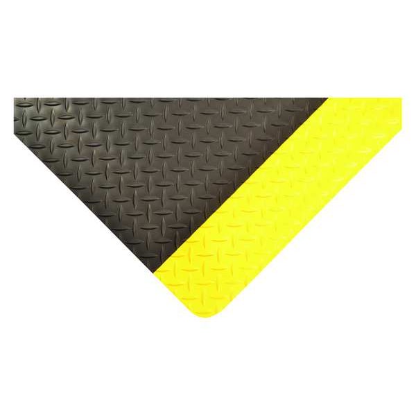 Notrax Antifatigue Mat, 4 ft. L x 4 ft. W, 1" Thickness, Vinyl, Diamond Plate, Black/Yellow - 519S0044YB