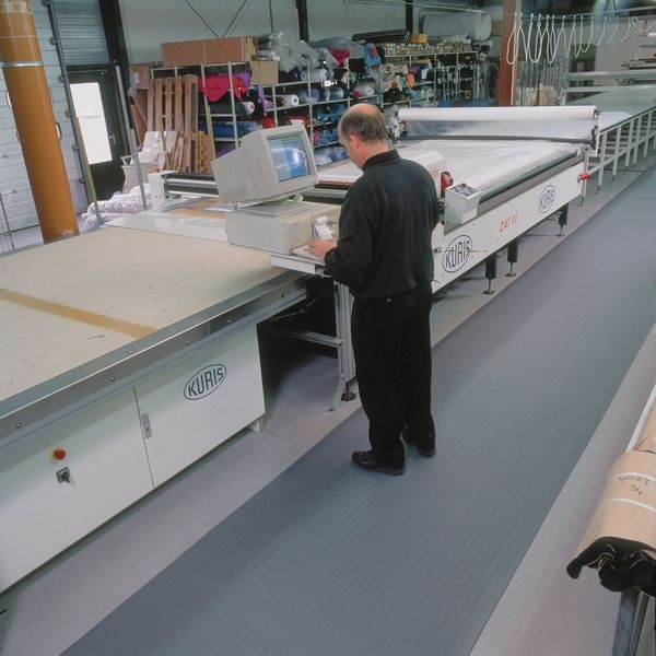 Notrax Antifatigue Mat, 30 ft. L x 3 ft. W, 5/8" Thickness, Closed Cell PVC Foam, Corrugated, Gray - 410R0536GY