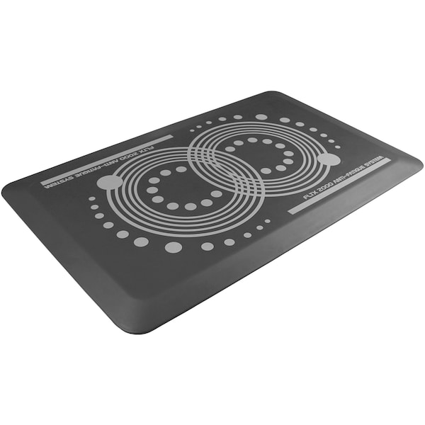 Floortex Antifatigue Mat, 32" L x 20" W, 43/64" Thickness, Polyurethane, Smooth, Gray - FCA22032GY