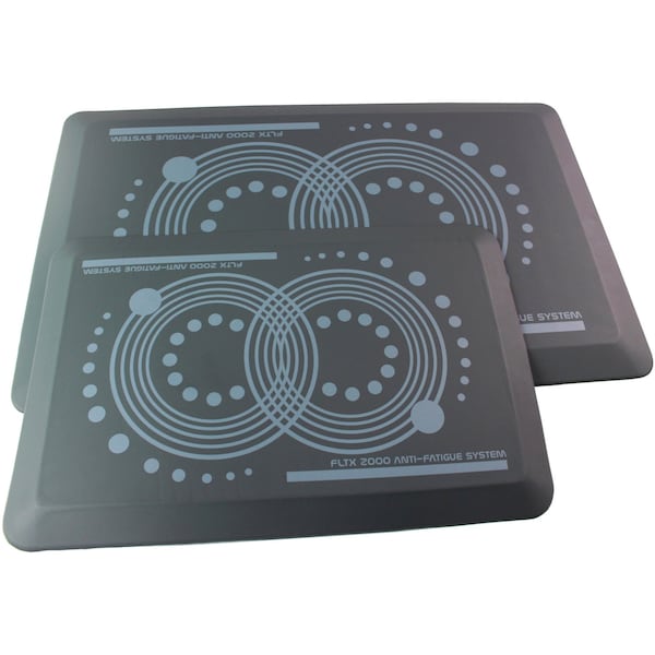 Floortex Antifatigue Mat, 32" L x 20" W, 43/64" Thickness, Polyurethane, Smooth, Gray - FCA22032GY