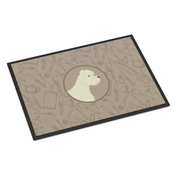 Carolines Treasures 24 x 36 in. Westie in the Kitchen Indoor or Outdoor Mat - CK2216JMAT