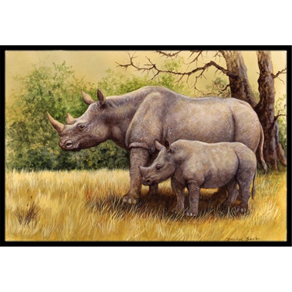 Carolines Treasures Rhinoceros by Daphne Baxter Indoor or Outdoor Mat- 18 x 27 - BDBA0306MAT