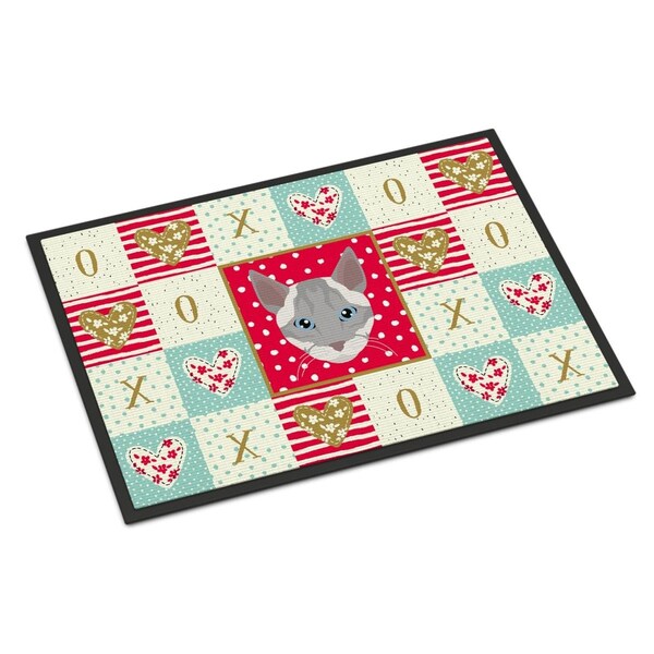 Carolines Treasures 24 x 36 in. Ojos Azules Cat Love Indoor or Outdoor Mat - CK5139JMAT