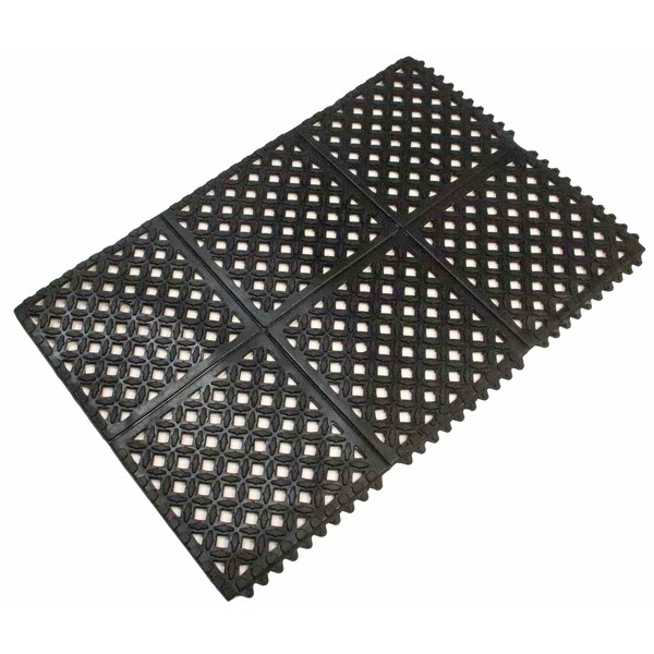 Rhino Mats E-Series Drainage Mat, Rubber, Drainage Holes, 2 ft W x 3 ft L, Black - DX-2436B