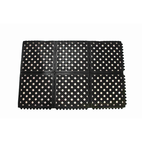Rhino Mats E-Series Drainage Mat, Rubber, Drainage Holes, 2 ft W x 3 ft L, Black - DX-2436B