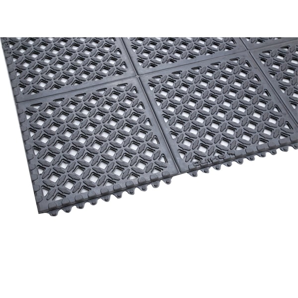 Rhino Mats E-Series Drainage Mat, Rubber, Drainage Holes, 2 ft W x 3 ft L, Black - DX-2436B