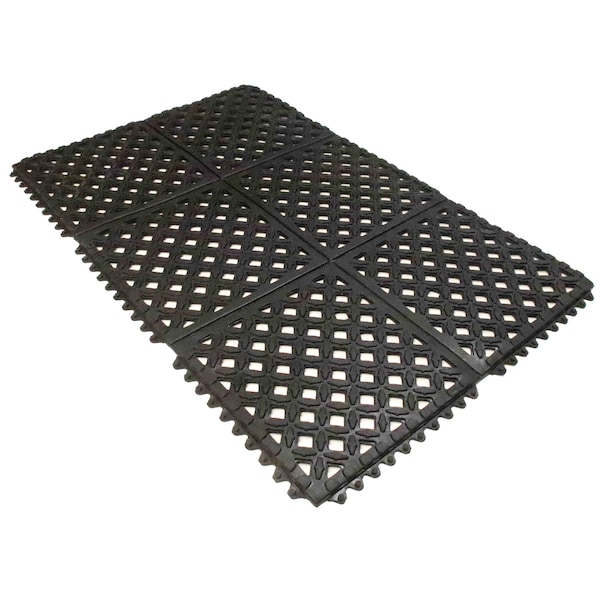 Rhino Mats E-Series Drainage Mat, Rubber, Drainage Holes, 2 ft W x 3 ft L, Black - DX-2436B