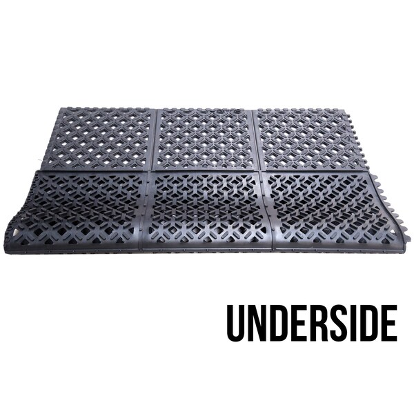 Rhino Mats E-Series Drainage Mat, Rubber, Drainage Holes, 2 ft W x 3 ft L, Black - DX-2436B