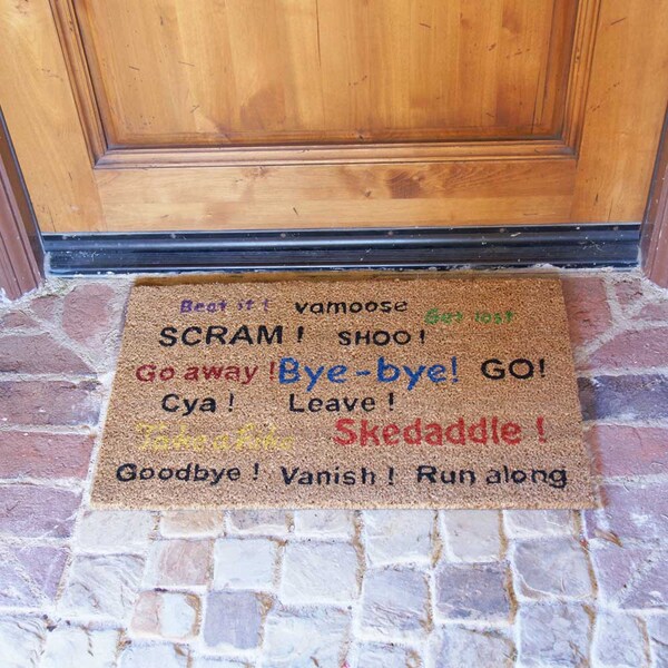 Rubber-Cal "Go Away! Scram! Leave!" Humorous Doormats Coco Mat, 18 x 30-Inch - 10-106-017
