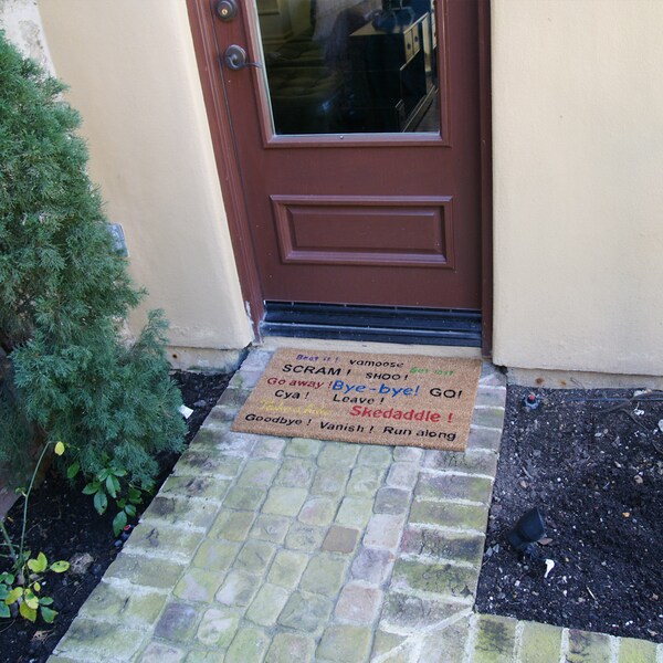 Rubber-Cal "Go Away! Scram! Leave!" Humorous Doormats Coco Mat, 18 x 30-Inch - 10-106-017