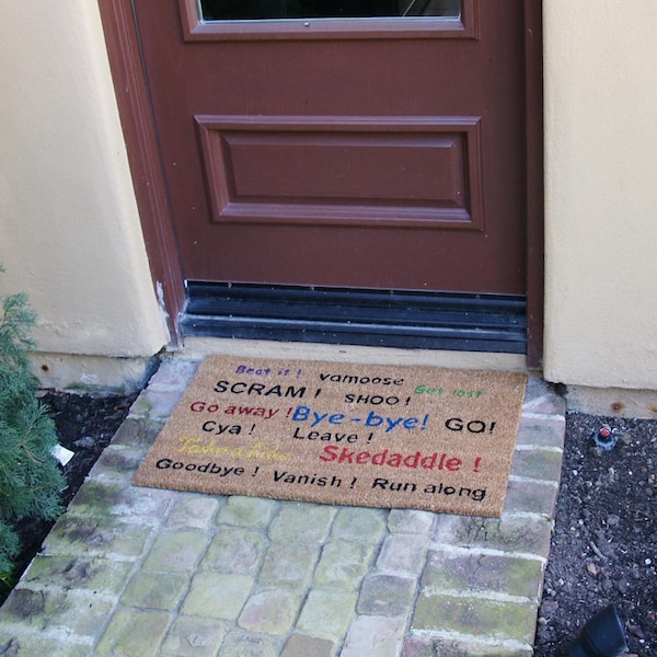 Rubber-Cal "Go Away! Scram! Leave!" Humorous Doormats Coco Mat, 18 x 30-Inch - 10-106-017