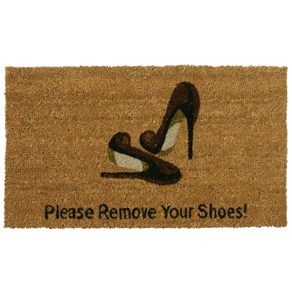 Rubber-Cal "Welcome & Please Remove Your Shoes" Decorative Welcome Mats, 18 x 30-Inch - 10-106-046