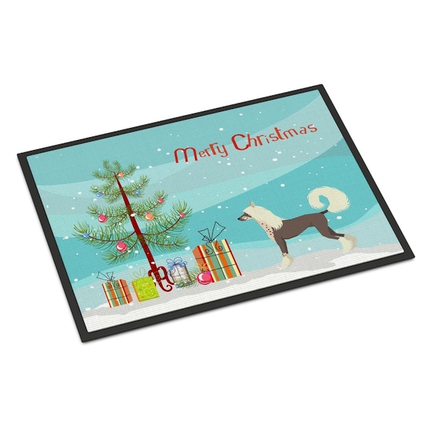 Carolines Treasures 24 x 36 in. Chinese Crested Christmas Tree Indoor or Outdoor Mat - CK3531JMAT