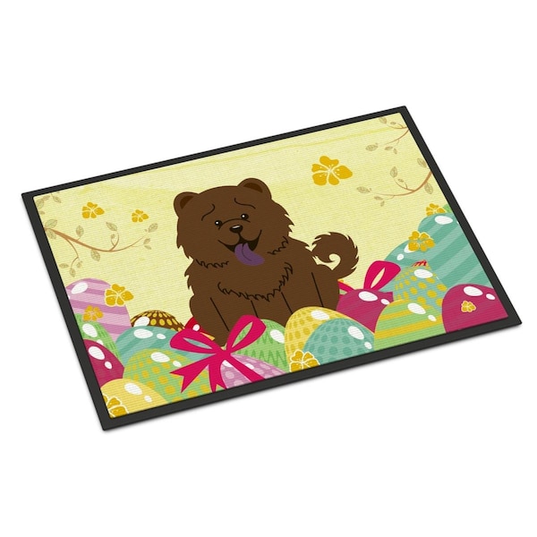 Carolines Treasures 18 x 27 in. Easter Eggs Chow Chow Chocolate Indoor or Outdoor Mat - BB6141MAT