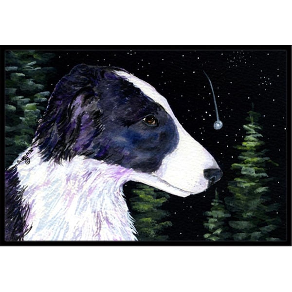 Carolines Treasures Starry Night Border Collie Doormat - 24 x 36 in. - SS8490JMAT