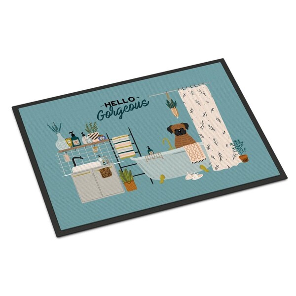 Carolines Treasures 24 x 36 in. Brindle Boxer in Bathtub Indoor or Outdoor Mat - CK7539JMAT