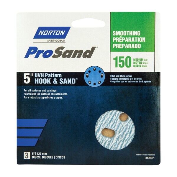 Norton Abrasives Norton ProSand 5 in. Ceramic Alumina Hook and Loop Sanding Disc 150 Grit Fine 3 pk - 07660768351