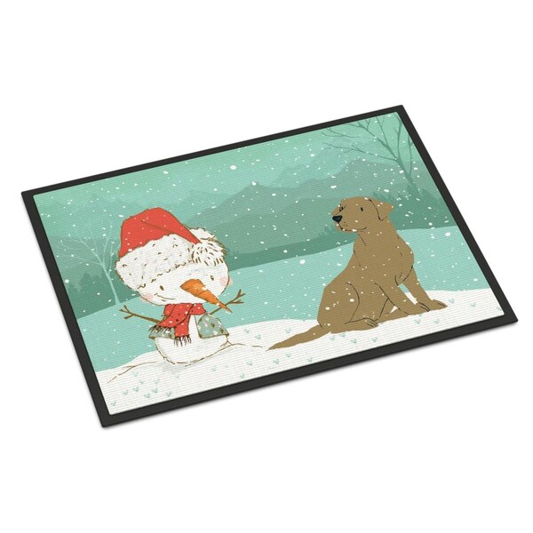 Carolines Treasures 18 x 27 in. Chocolate Labrador Snowman Christmas Indoor or Outdoor Mat - CK2048MAT