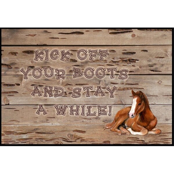 Carolines Treasures Kick off your boots and stay a while Indoor or Outdoor Mat - CA75227