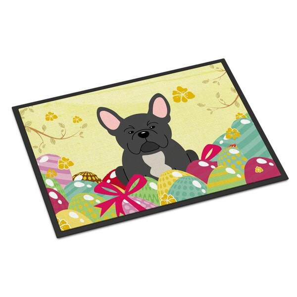 Carolines Treasures 18 x 27 in. Easter Eggs French Bulldog Black Indoor or Outdoor Mat - BB6014MAT