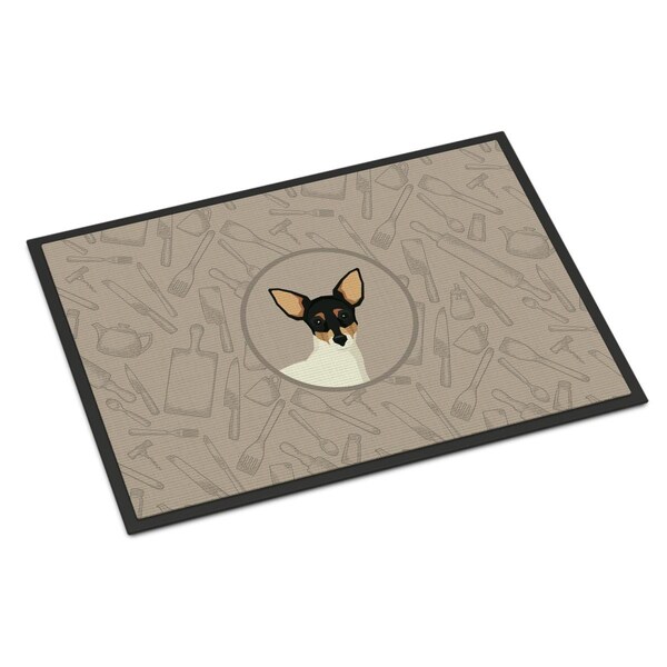 Carolines Treasures 18 x 27 in. Toy Fox Terrier in the Kitchen Indoor or Outdoor Mat - CK2214MAT