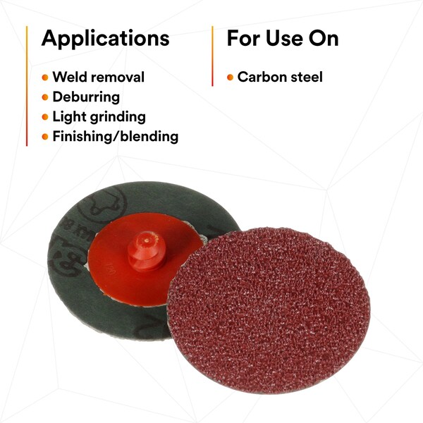 3M Cubitron 3M II Roloc Fibre Disc, 36+, TR+, Red, 2 in, Die R200P, 1000PK - 982C