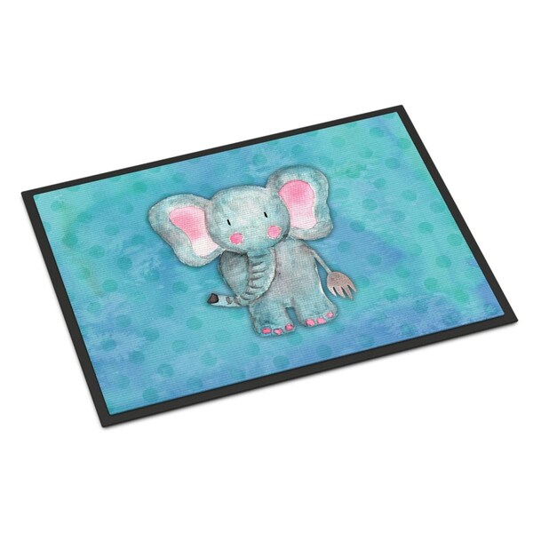 Carolines Treasures 18 x 27 in. Blue Elepant Watercolor Indoor or Outdoor Mat - BB7372MAT