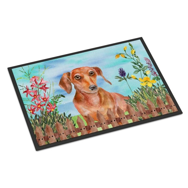Carolines Treasures Red Dachshund Spring Indoor or Outdoor Mat - 24 x 36 in. - CK1269JMAT