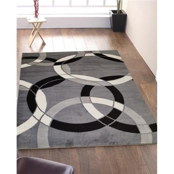 Homedora Homedora HD-JC1798-GRY-BLC 5 x 7 ft. Discount World Modern Jersey Collection Geometric Stylish Stain Resistant Floor Rug - Gray & Black - HD-JC1798-GRY-BLC