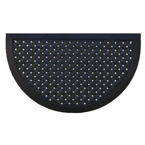 Configuracion 20 x 36 in. Hampton Weave Rubber Semicircle Doormat, Black - CO2210360