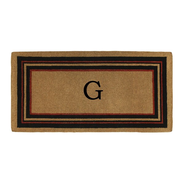 Calloway Mills Monogram Door Mat, Natural, Black, Red, 18 in W x 30 in L - 180061830G
