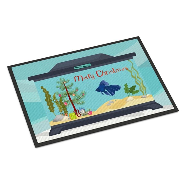 Carolines Treasures 24 x 36 in. Veiltail Goldfish Merry Christmas Indoor or Outdoor Mat - CK4520JMAT