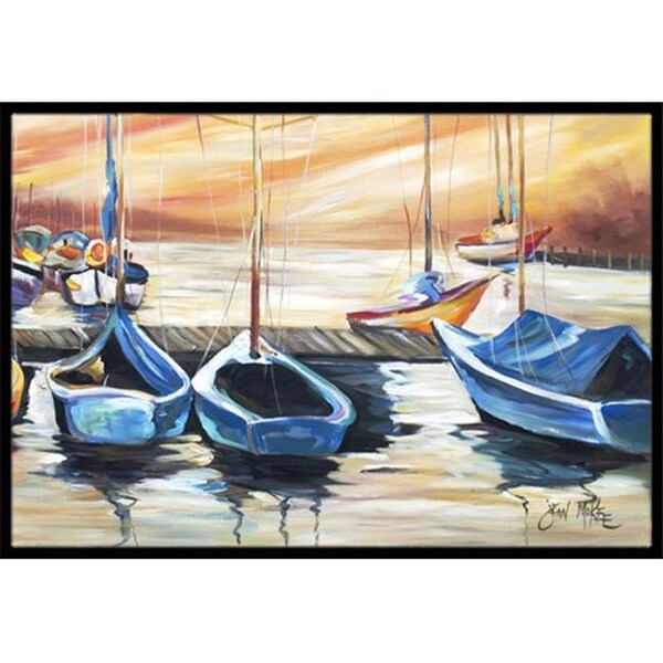 Carolines Treasures Carolines Treasures JMK1038MAT Beach View With Sailboats Indoor & Outdoor Mat; 18 x 27 in. - JMK1038MAT