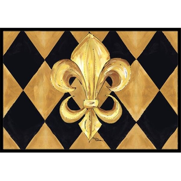 Carolines Treasures Carolines Treasures 8125-JMAT Black & Gold Fleur De Lis New Orleans Indoor Or Outdoor Doormat; 24 x 36 in. - 8125-JMAT