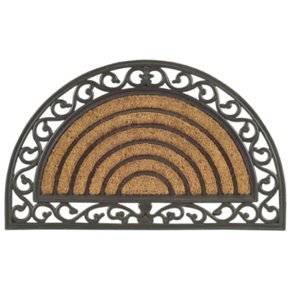 Jensendistributionservices Half Round Rubber Back Coir Doormat Scrolled Grill - MI2592390