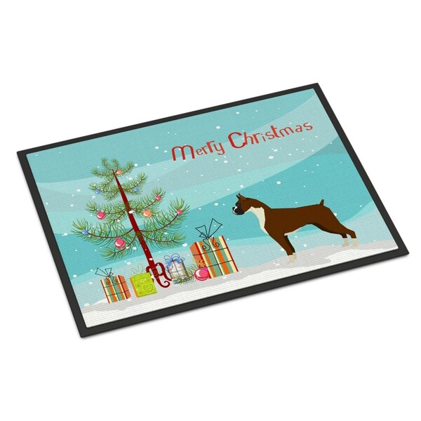 Carolines Treasures 18 x 27 in. Boxer Christmas Tree Indoor or Outdoor Mat - CK3526MAT