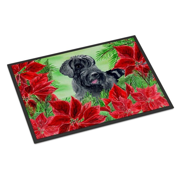 Carolines Treasures Giant Schnauzer Poinsettas Indoor or Outdoor Mat, 24 x 36 in. - CK1308JMAT