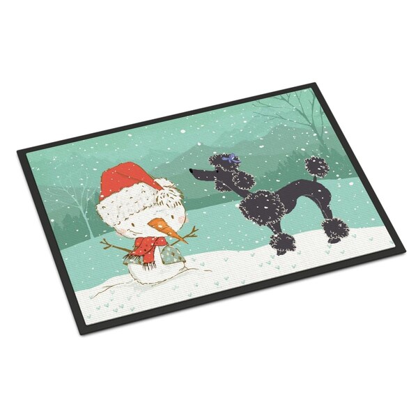 Carolines Treasures 24 x 36 in. Black Poodle Snowman Christmas Indoor or Outdoor Mat - CK2064JMAT