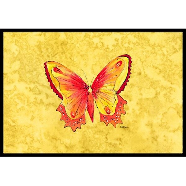 Carolines Treasures Carolines Treasures 8857MAT Butterfly on Yellow Indoor Or Outdoor Doormat - 18 x 27 in. - 8857MAT