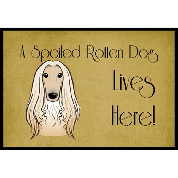 Carolines Treasures Afghan Hound Spoiled Dog Lives Here Indoor and Outdoor Mat- 24 x 36 in. - BB1492JMAT