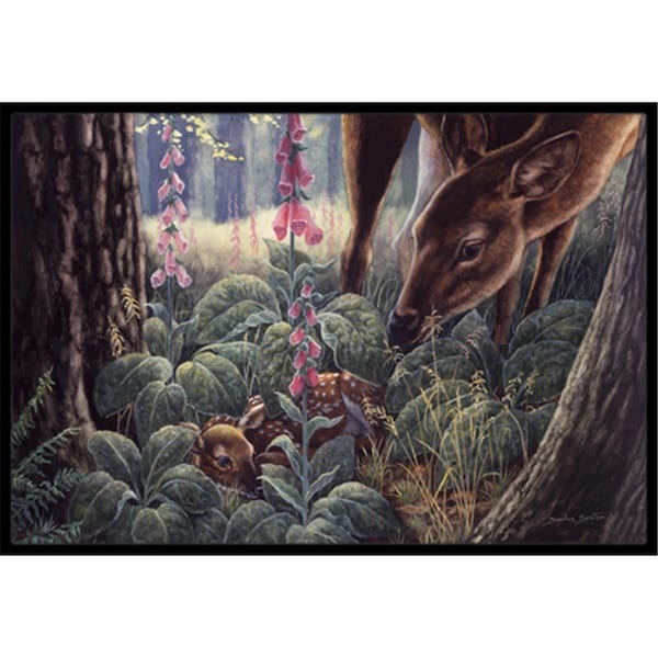 Carolines Treasures Doe and Fawn Deer Indoor or Outdoor Mat- 18 x 27 - BDBA0259MAT
